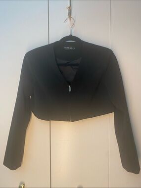 CALVIN LUO Black Cropped Zip Jacket